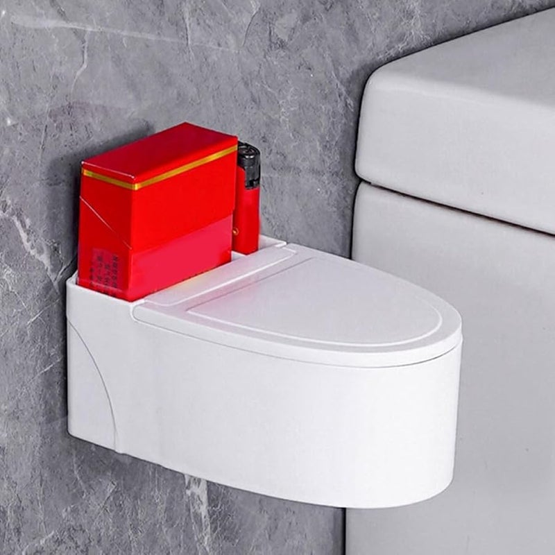 Wall Mounted Toilet Shaped Ashtray Set With Lid 3Pcs Creative Bathroom Office Decor - Image 5